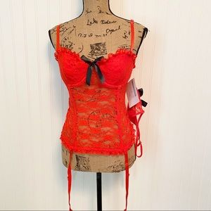 Exposed Brand Red Lace Corset With Thong NWT